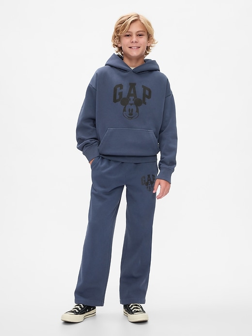 1 of 8 showing, with the color navy uniform of product Gap × Disney Kids VintageSoft Mickey Mouse Logo Sweatpants