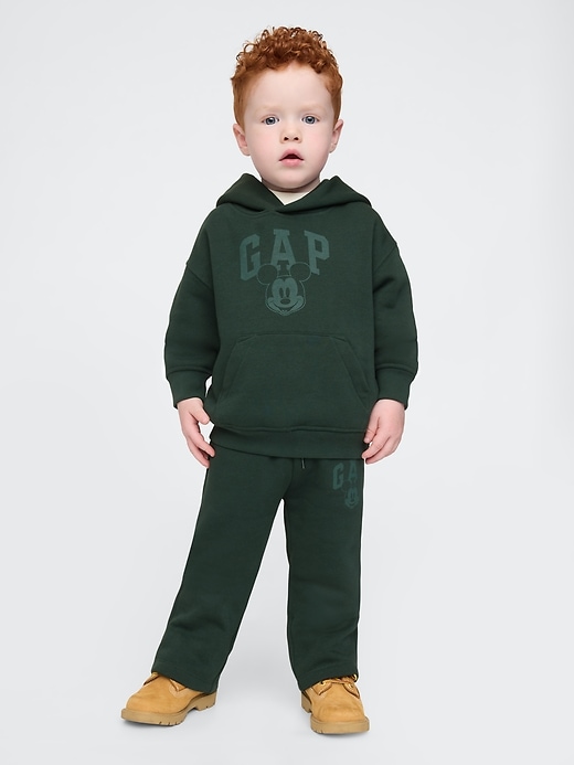 3 of 8 showing, with the color essex green of product Gap × Disney Baby Vintage Soft Mickey Mouse Logo Hoodie