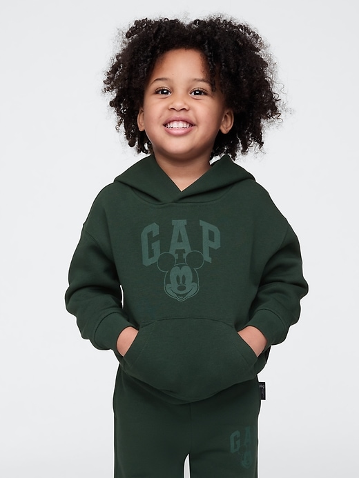 5 of 8 showing, with the color essex green of product Gap × Disney Baby Vintage Soft Mickey Mouse Logo Hoodie