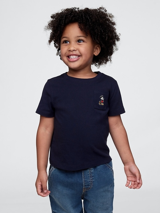 5 of 8 showing, with the color Mickey Mouse navy uniform of product Gap × Disney Baby Pocket T-Shirt