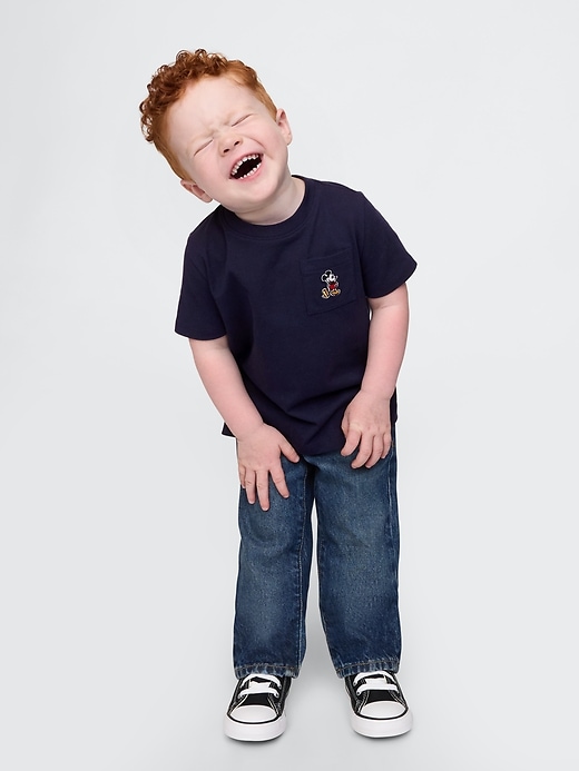 3 of 8 showing, with the color Mickey Mouse navy uniform of product Gap × Disney Baby Pocket T-Shirt