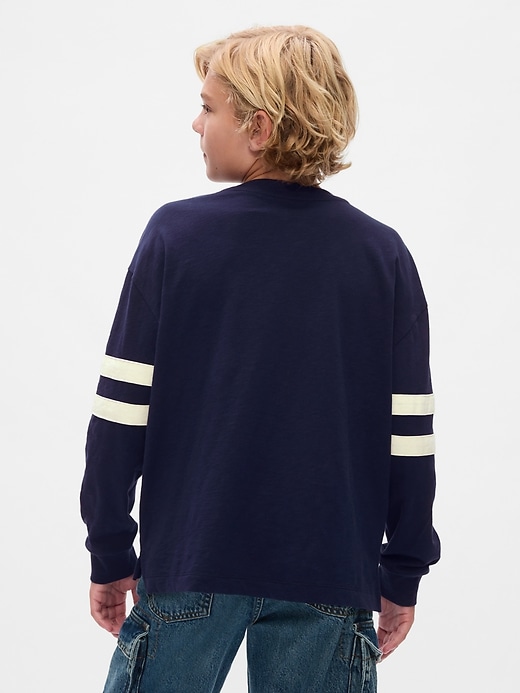 2 of 8 showing, with the color navy uniform of product Gap × Disney Kids Varsity Jersey T-Shirt