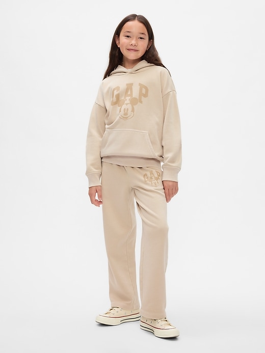 5 of 8 showing, with the color bedrock beige of product Gap × Disney Kids VintageSoft Mickey Mouse Logo Hoodie