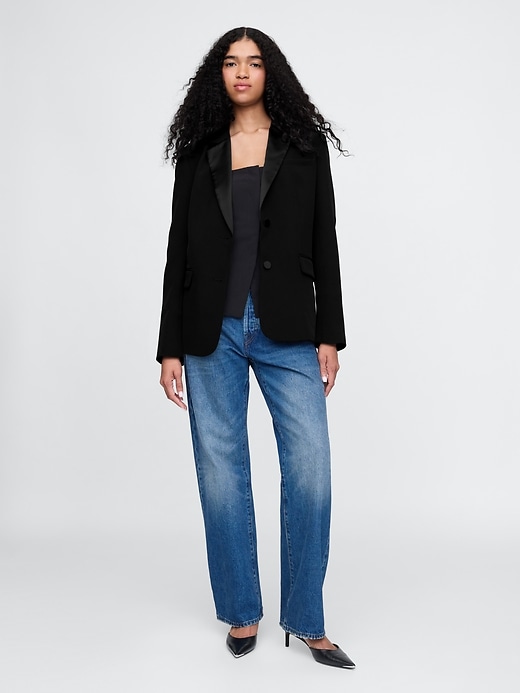 Image number 3 showing, BiStretch Satin-Trim Relaxed Blazer