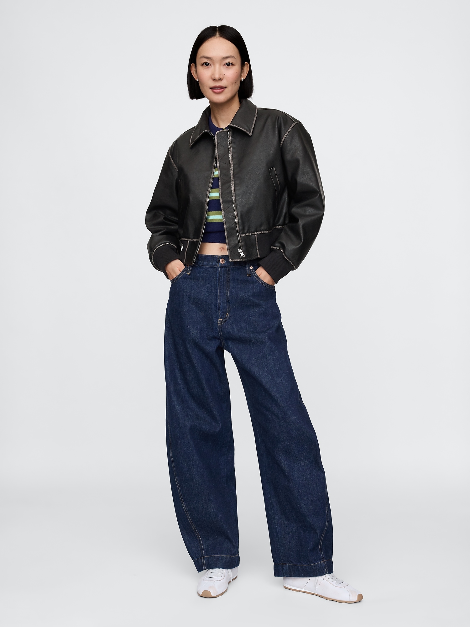 Gap leather bomber jacket on sale
