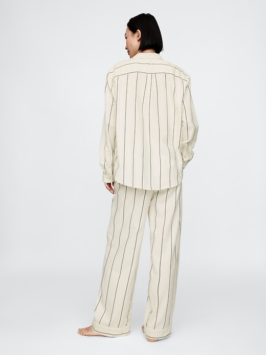 2 of 8 showing, with the color ivory and black stripe of product Flannel PJ Set
