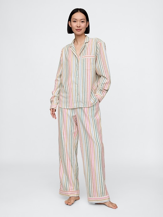 1 of 8 showing, with the color Multi color happy stripe of product Flannel PJ Set