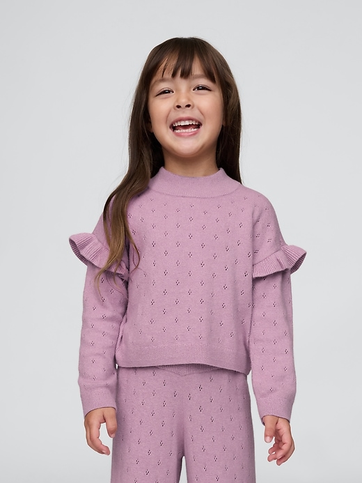1 of 8 showing, with the color lavender mist of product Baby & Toddler CashSoft Pointelle Sweater