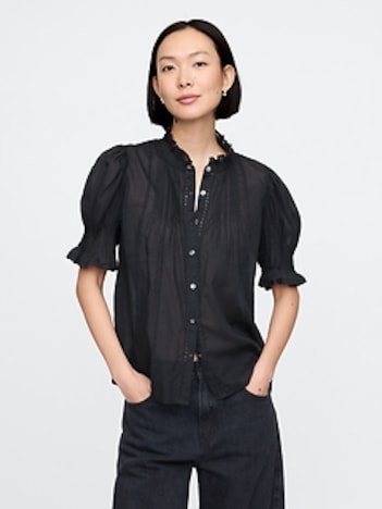 Pintuck Ruffle Shirt