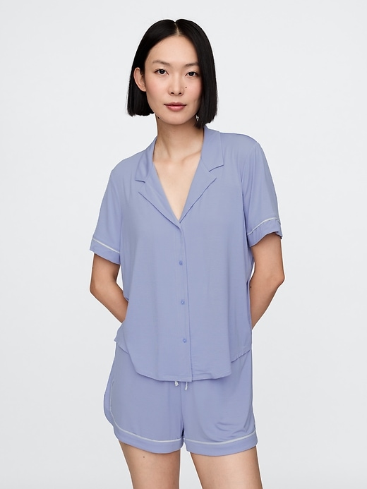1 of 8 showing, with the color distant blue of product Modal Pajama Shirt