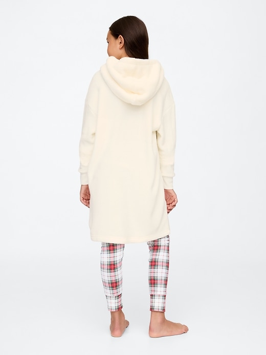 2 of 8 showing, with the color ivory frost of product Kids Recycled Sherpa Logo Hoodie Robe