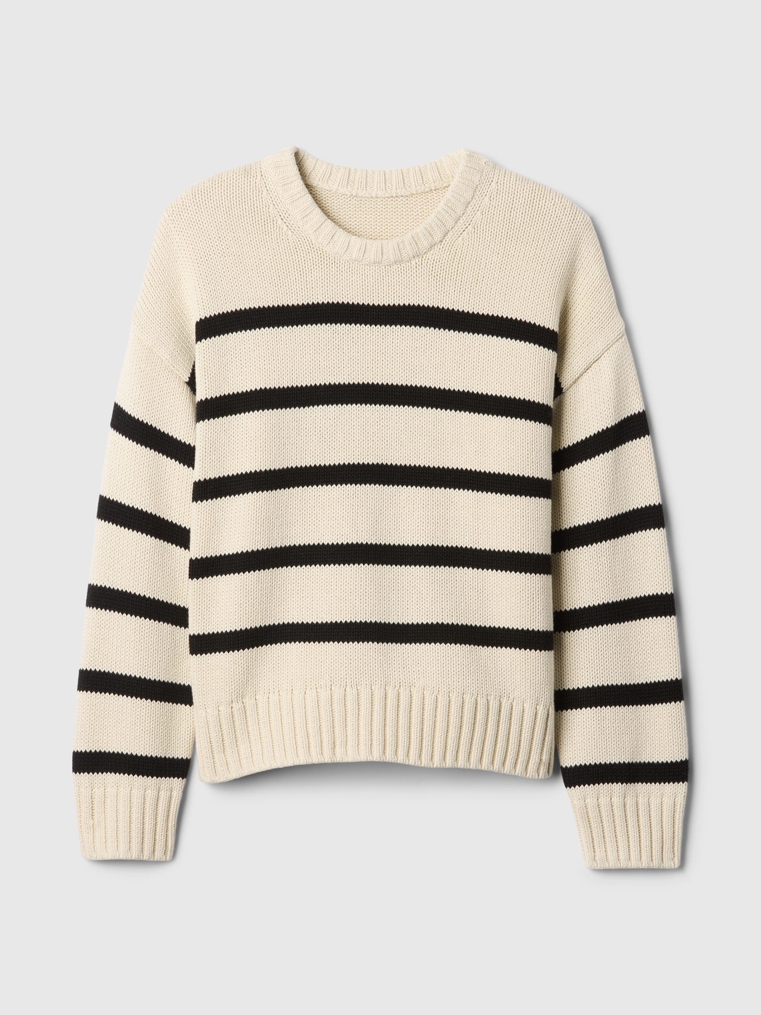 Women s Relaxed Crewneck Sweater by Gap Black and White Stripe Tall Size XL