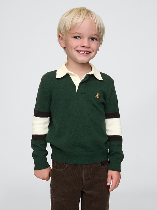 1 of 8 showing, with the color essex green of product Baby & Toddler CashSoft Polo Sweater