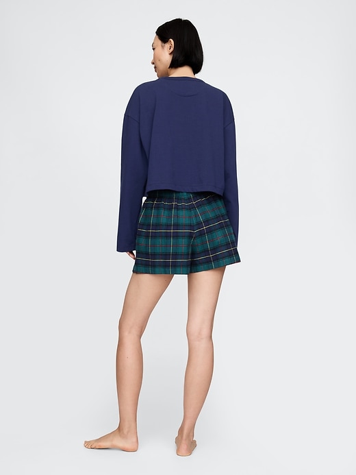2 of 8 showing, with the color Navy green blackwatch plaid of product Flannel PJ Boxer Shorts