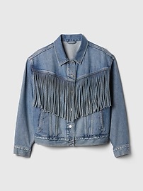 Oversized Fringe Western Denim Jacket