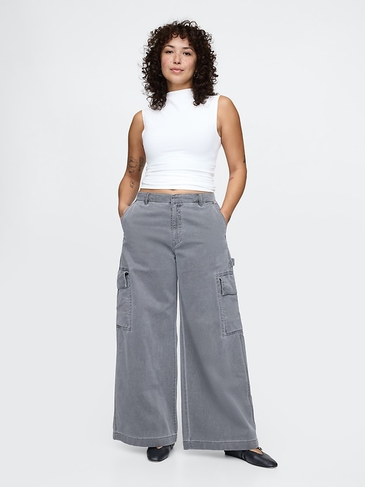 Image number 5 showing, Mid Rise Cargo Baggy Khakis