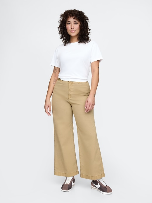 Image number 5 showing, High Rise Stride Wide-Leg Ankle Khakis