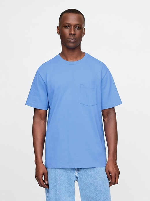 1 of 8 showing, with the color shirting blue of product Heavyweight Pocket T-Shirt