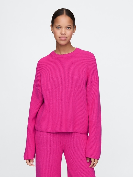 Image number 1 showing, CashSoft Shaker-Stitch Crewneck Sweater