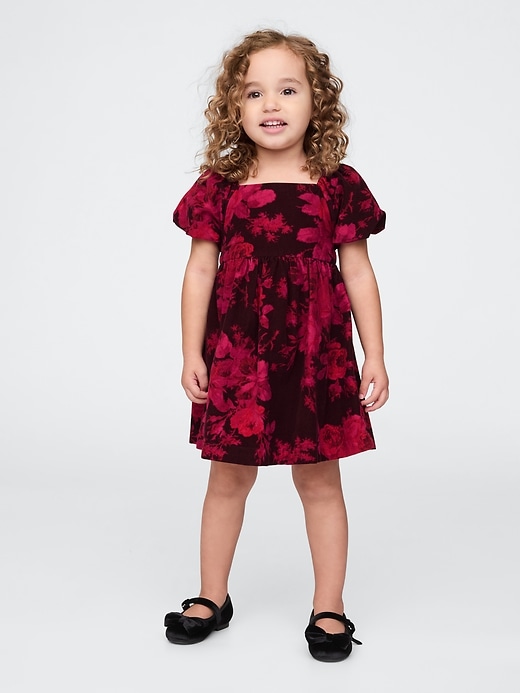 1 of 8 showing, with the color red delicious of product Baby & Toddler Puff-Sleeve Corduroy Dress