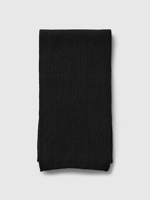 1 of 8 showing, with the color true black of product CashSoft Rib Scarf