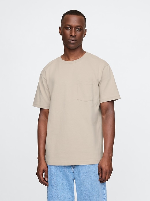 1 of 8 showing, with the color MOONSTONE of product Heavyweight Pocket T-Shirt