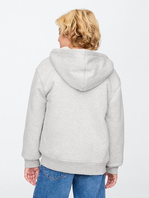 2 of 8 showing, with the color grey heather of product Kids VintageSoft Sherpa-Lined Zip Hoodie