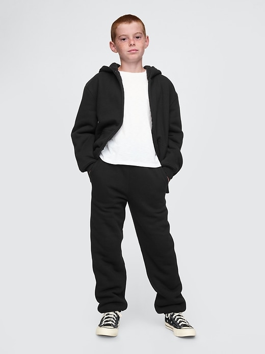 1 of 8 showing, with the color true black of product Kids VintageSoft Sherpa-Lined Joggers