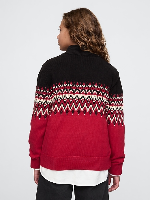 2 of 8 showing, with the color red delicious of product Kids Fair Isle Half-Zip Pullover Sweater