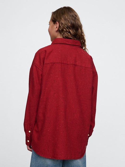 2 of 8 showing, with the color sled red of product Kids Oversized Flannel Oxford Shirt