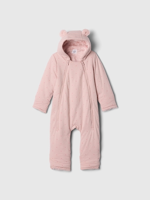 1 of 8 showing, with the color primitive pink of product Baby Sherpa Bear One-Piece