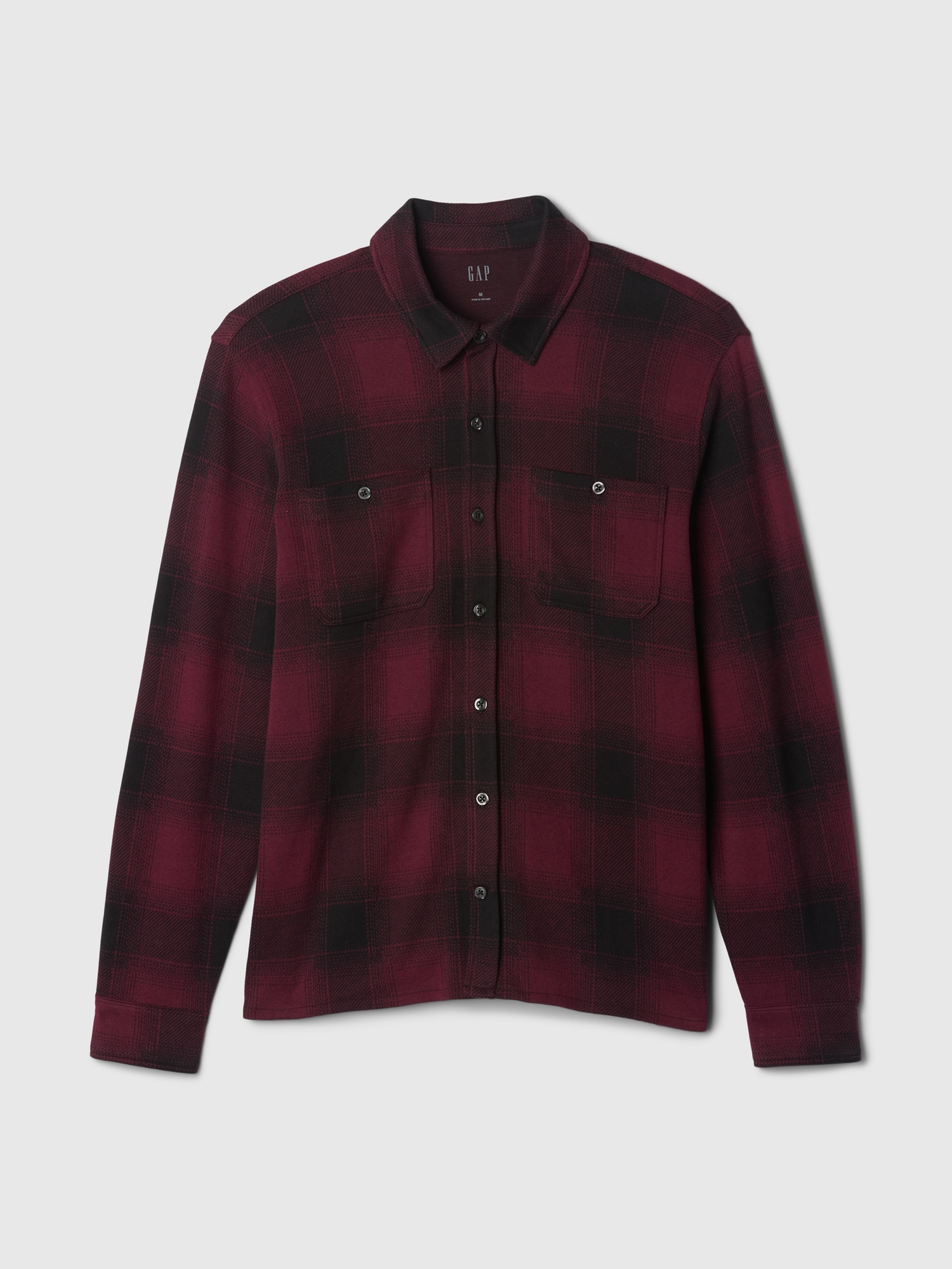 Shop Gap Jersey Shirt In Burgundy Plaid