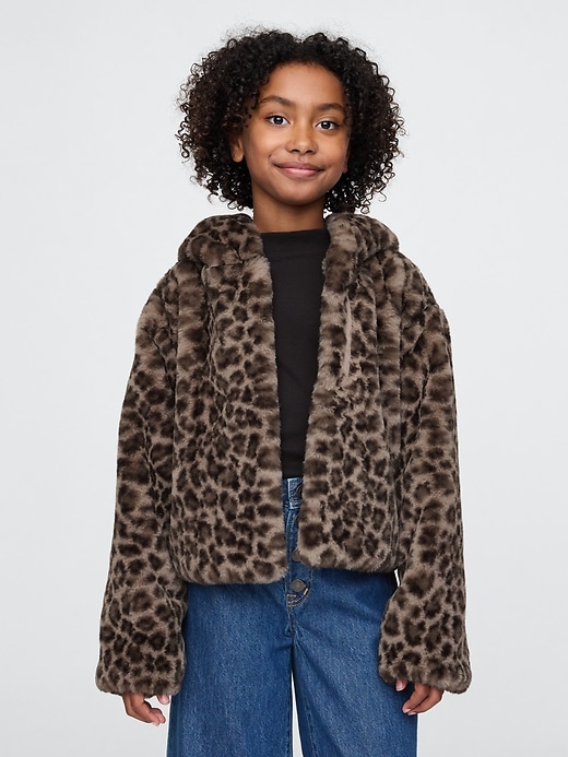 Kids Recycled Leopard Faux Fur Jacket Gap