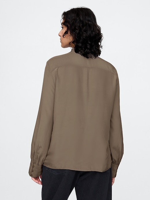 2 of 8 showing, with the color Quail brown of product Tie-Neck Top