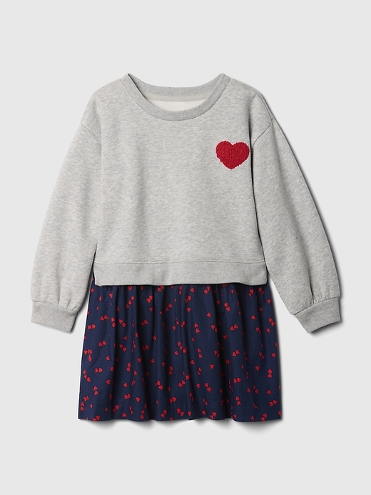 1 of 8 showing, with the color light heather grey of product Baby & Toddler 2-in-1 VintageSoft Sweatshirt Dress