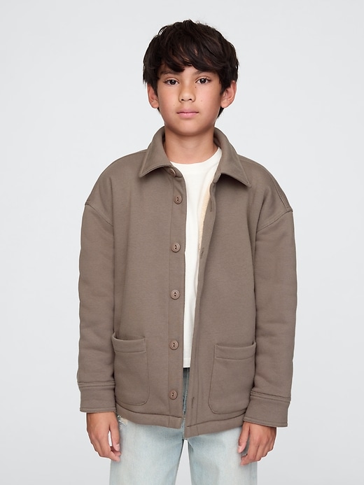 1 of 8 showing, with the color plymouth rock of product Kids VintageSoft Sherpa-Lined Shirt Jacket