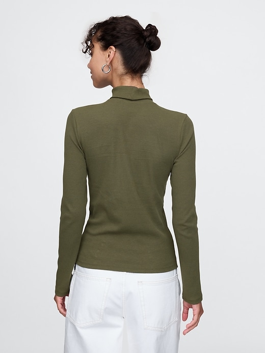 2 of 8 showing, with the color olive green of product Modern Rib Turtleneck