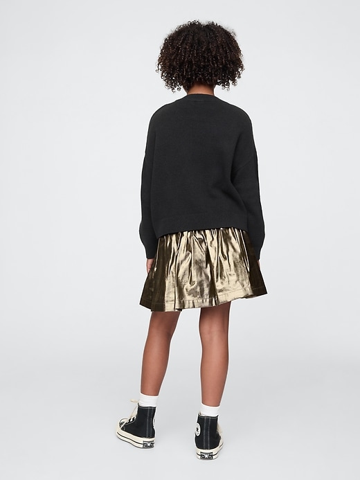 2 of 8 showing, with the color antique pewter of product Kids Metallic Pleated Skirt
