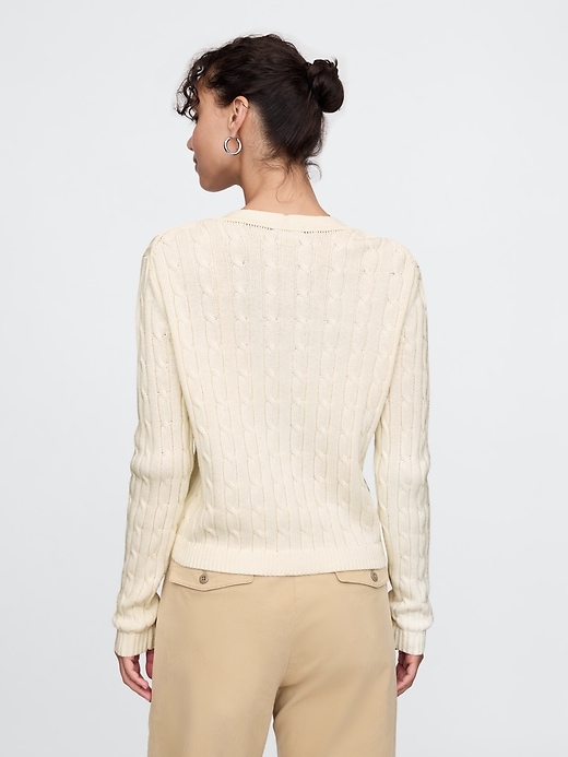 2 of 8 showing, with the color ivory beige frost of product Cable-Knit Cardigan