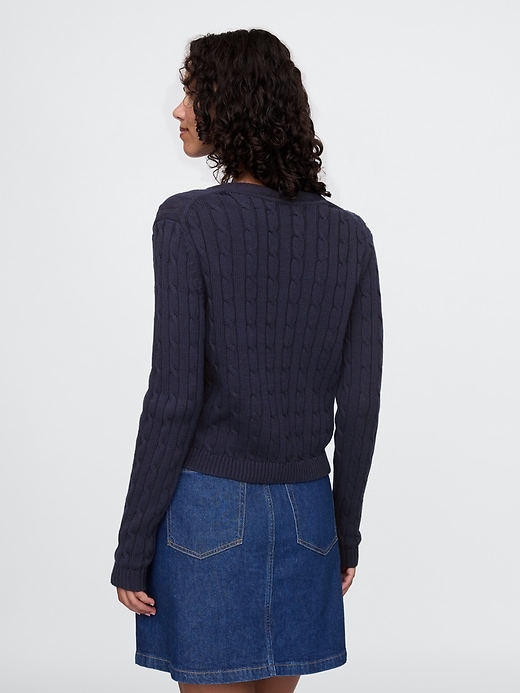 2 of 8 showing, with the color navy blue of product Cable-Knit Cardigan