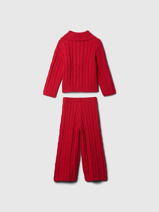 Image number 2 showing, Baby & Toddler Cable-Knit Half-Zip Sweater Set
