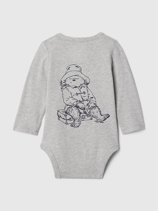 2 of 8 showing, with the color light heather grey of product Baby Paddington Organic Cotton Embroidered Bodysuit