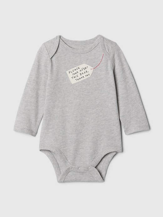 1 of 8 showing, with the color light heather grey of product Baby Paddington Organic Cotton Embroidered Bodysuit