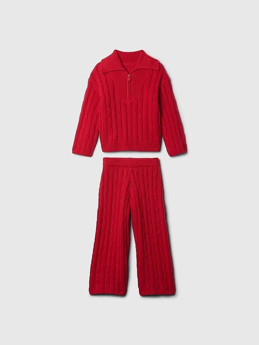 Image number 1 showing, Baby & Toddler Cable-Knit Half-Zip Sweater Set