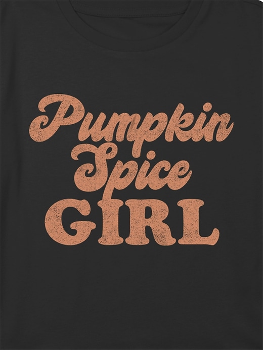 2 of 8 showing, with the color BLACK of product Kids Pumpkin Spice Girl Graphic Boxy Crop Tee
