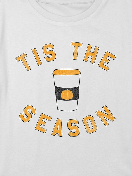 2 of 8 showing, with the color WHITE of product Kids Pumpkin Spice Season Graphic Boxy Crop Tee