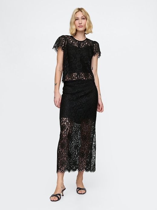 Image number 3 showing, Cap-Sleeve Lace Top