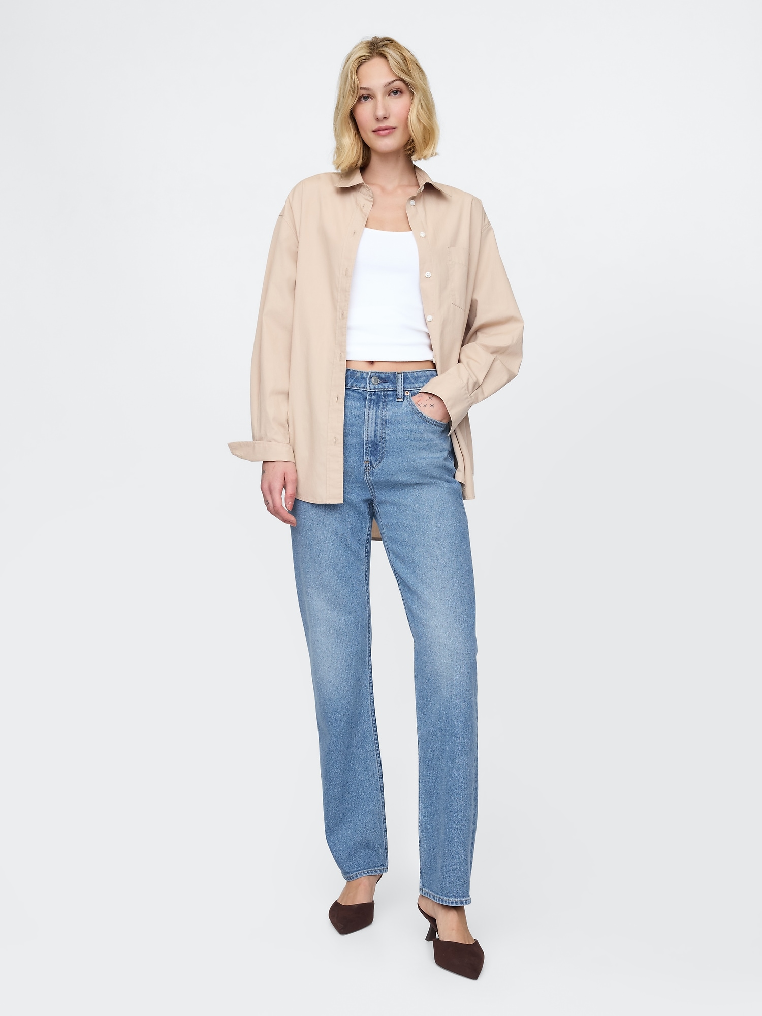 Gap Curvy High Rise '90s Straight Jeans In Medium Indigo