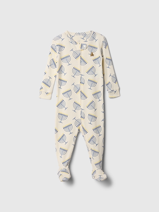1 of 8 showing, with the color hanukkah print of product Baby & Toddler Footed One-Piece