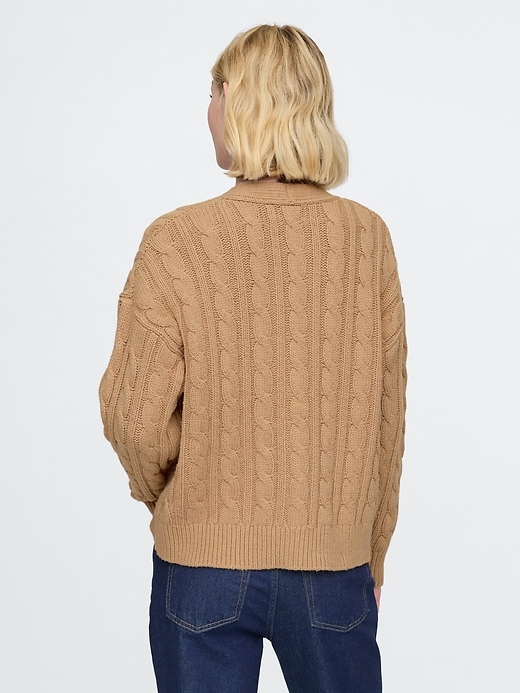 2 of 8 showing, with the color Camel hair tan of product Oversized Cable-Knit Cardigan